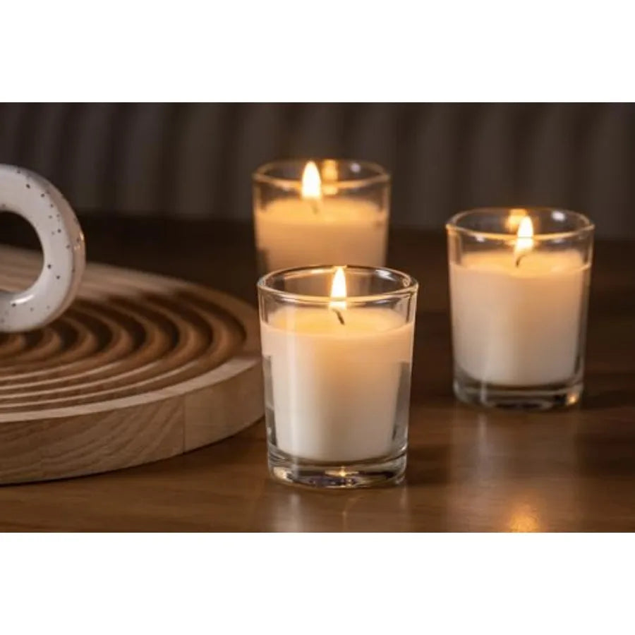 Hand-Poured Glass Votive Candles Warm White Unscented Bulk Set | StriveRiseFit