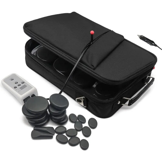 Portable Massage Stone Warmer Set, 20 Pieccs Basalt Stones, Electric Heater Kit, Hot Stones Warmer