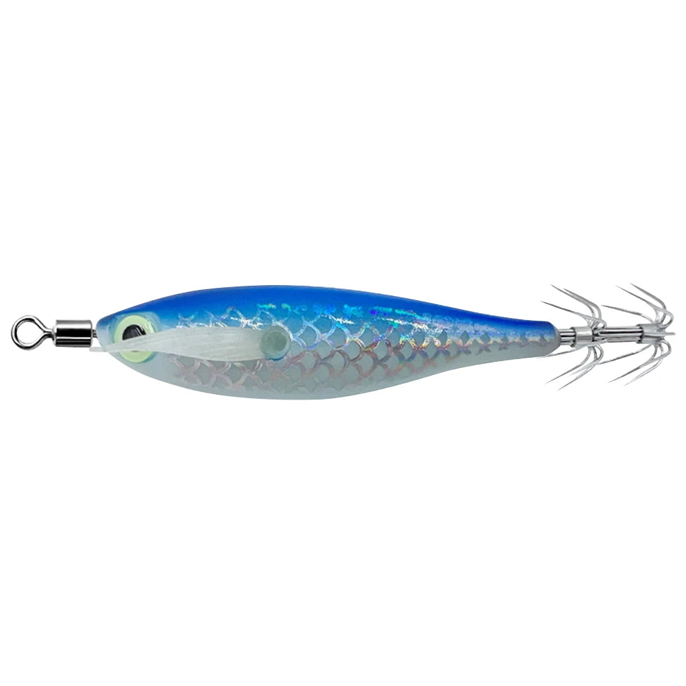 Luminous Squid Hook Lure - Glow-in-Dark, 3D Eyes, Double Hook for Night Squid & Cuttlefish Fishing