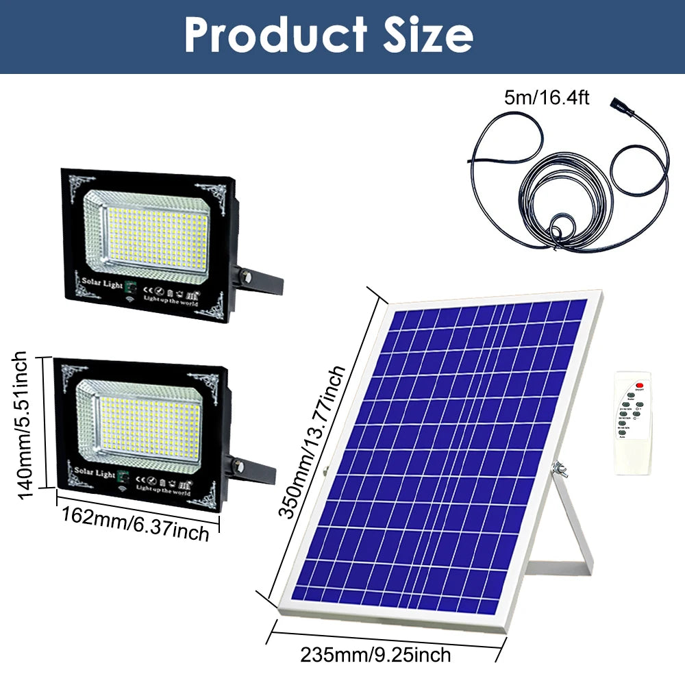 2-Head Solar Flood Light | 400 LEDs | 6000mAh | Motion Sensor | IP65 | StriveRiseFit