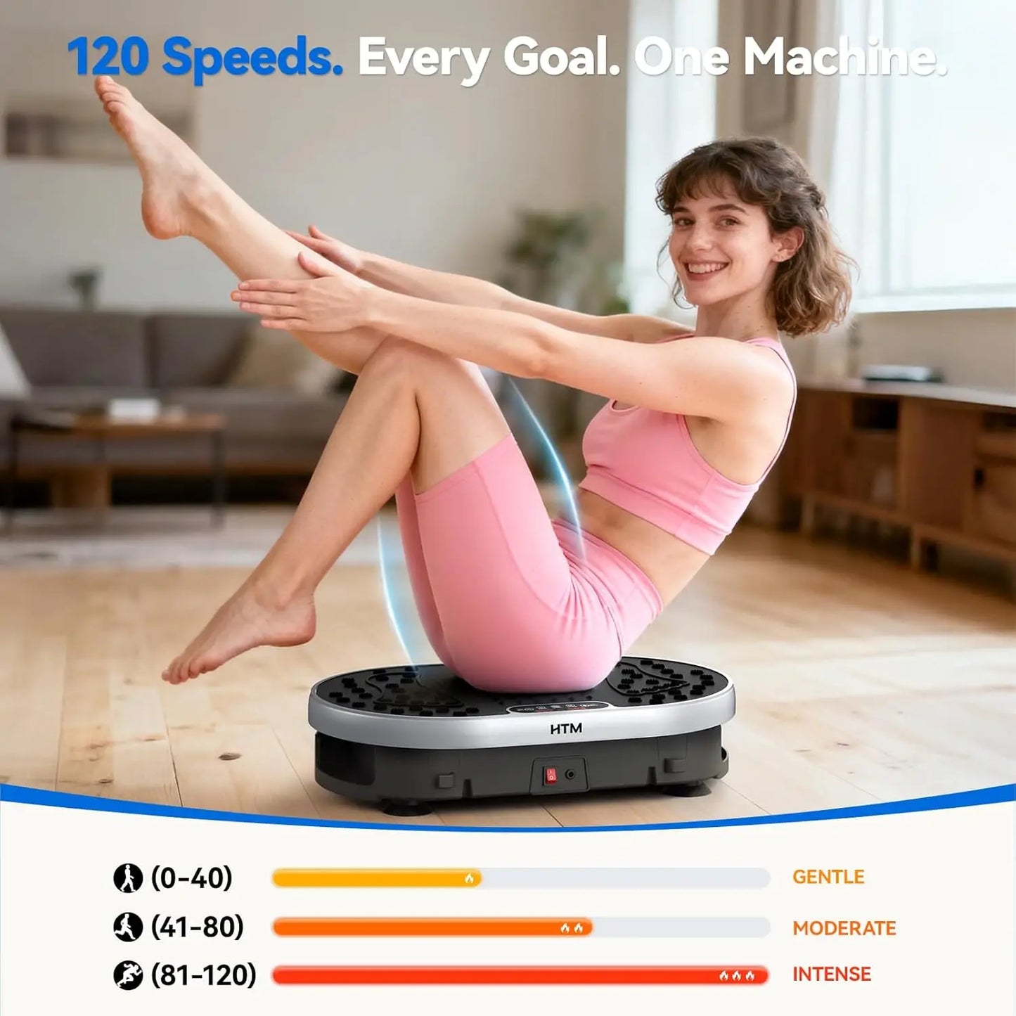 Vibration Plate Exercise Machine | 120 Speed Levels, 9 Preset Programs, 300LB, Remote & Touch Control