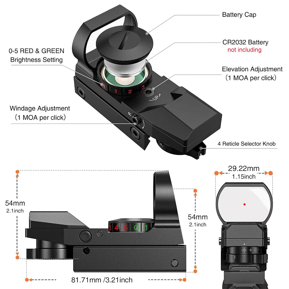 Bestsight SBD Tactical Red/Green Dot Reflex Sight - 11mm & 20mm Rail
