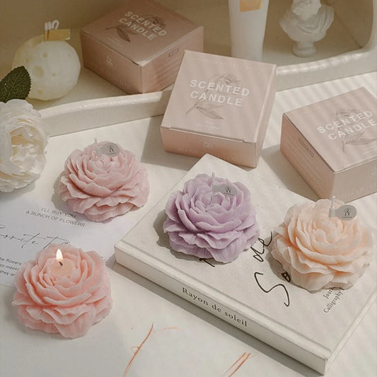 3D Peony Flower Shaped Scented Soy Wax Candle Gift 7 Scents | StriveRiseFit