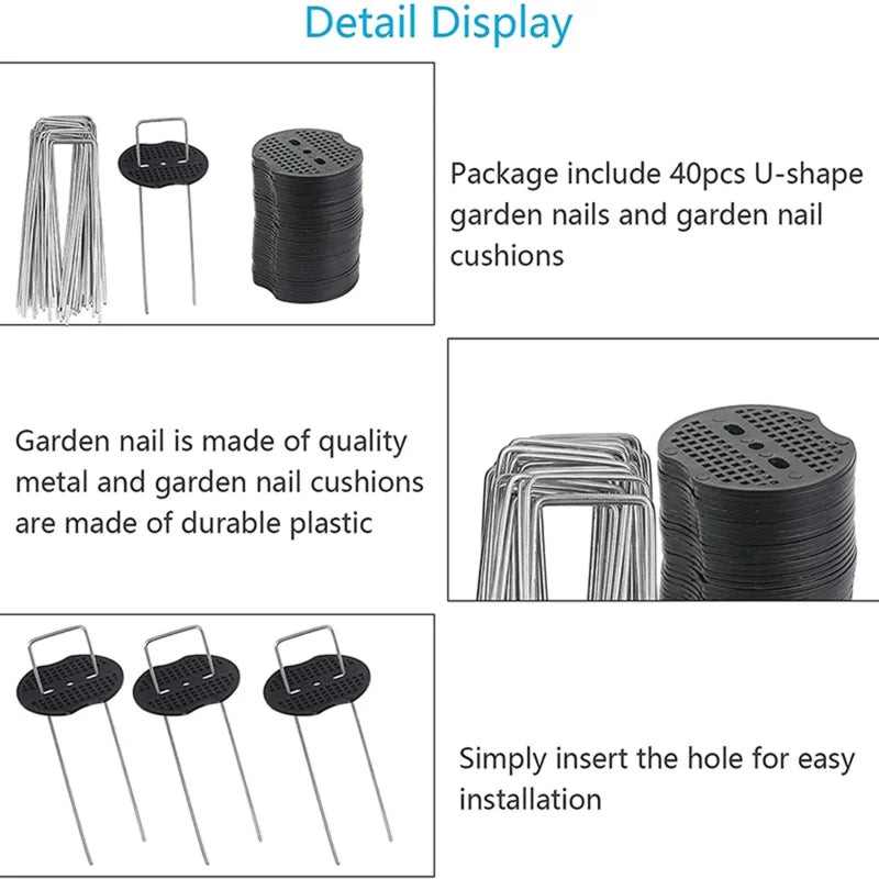 U-Shaped Ground Pegs with Buffer Washers for Landscape Fabric & Garden Netting | StriveRiseFit