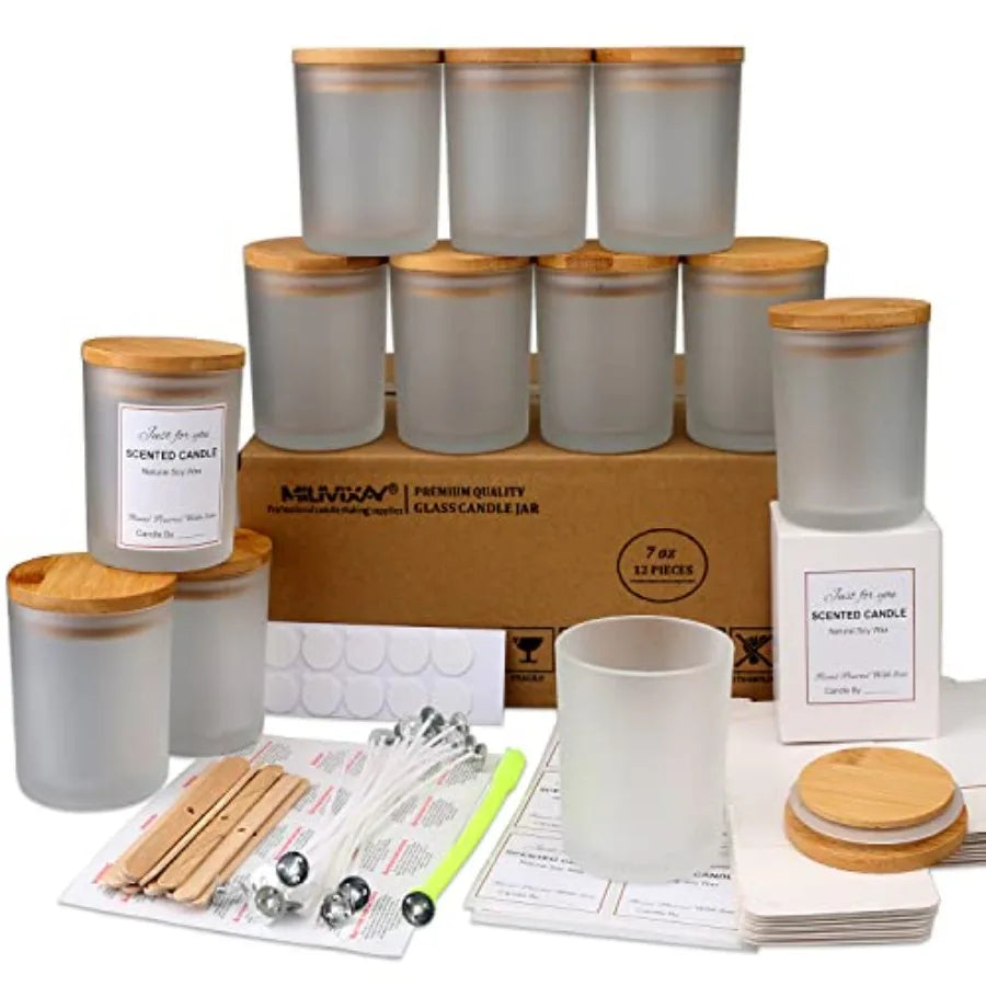 12-Pack 12 oz Glass Candle Jars with Lids, 5 Finishes | StriveRiseFit