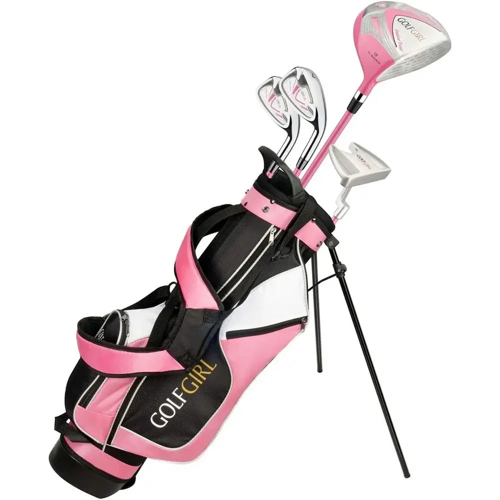 Junior Girls Golf Set | Pink Right-Handed Clubs, Graphite Shafts & Stand Bag (Ages 8-12)