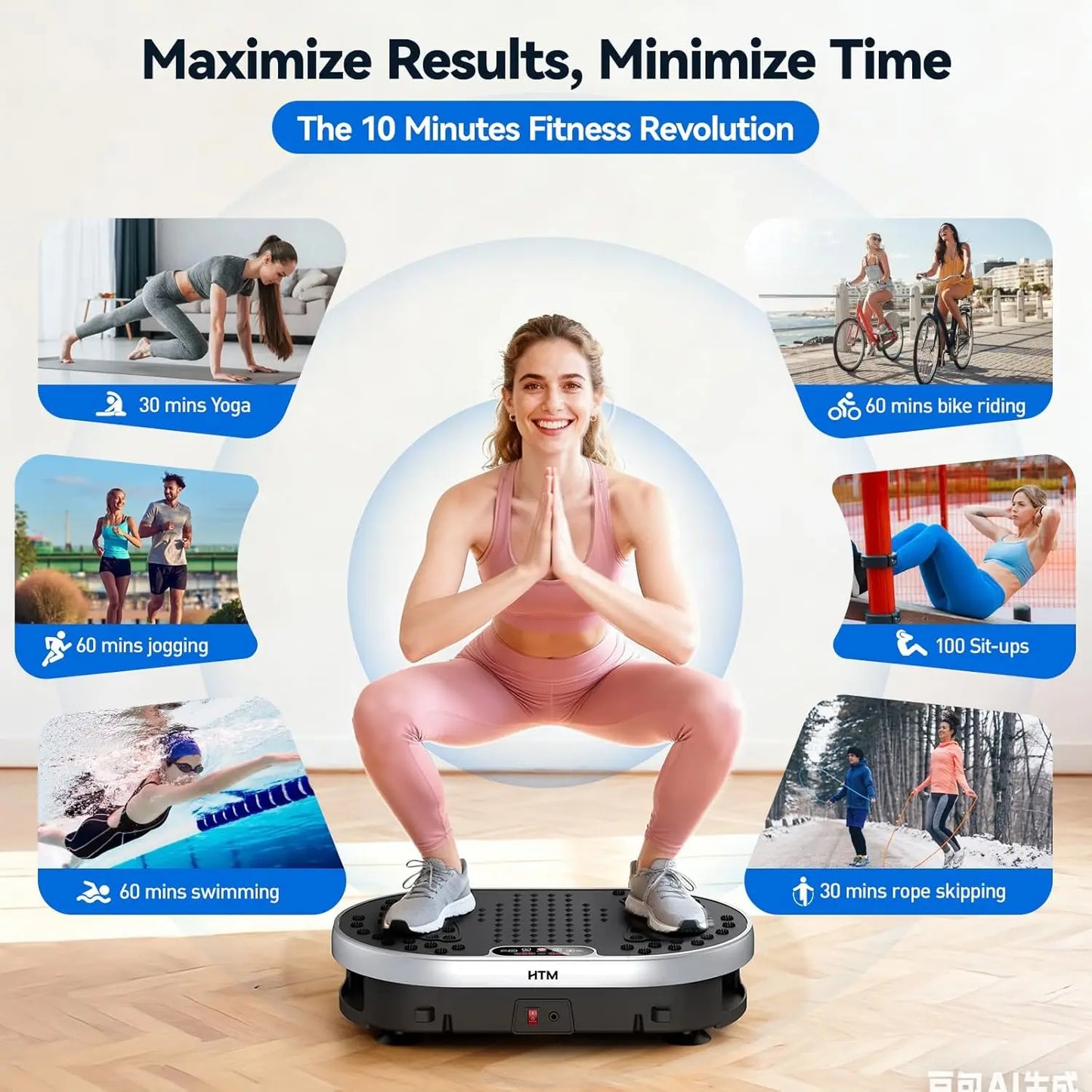 Vibration Plate Exercise Machine | 120 Speed Levels, 9 Preset Programs, 300LB, Remote & Touch Control