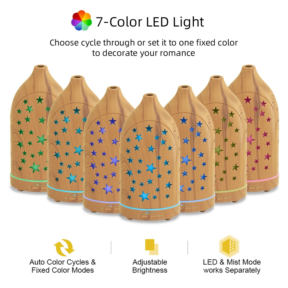 Essential Oil Diffuser with 7 Color Lights, Auto Shutoff, Quiet Ultrasonic  Ideal for Home, Office, Gifts & Spa