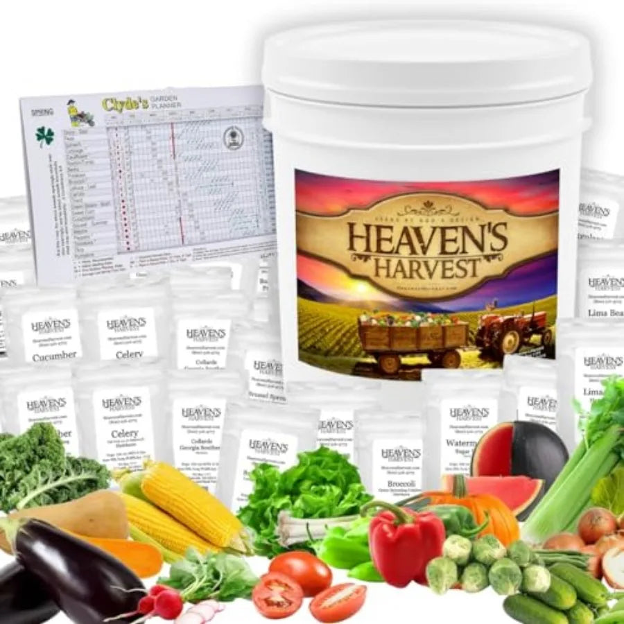Heaven's Harvest Heirloom Seed Bank | 25,000+ Seeds | 10-Year Survival Garden Kit | StriveRiseFit