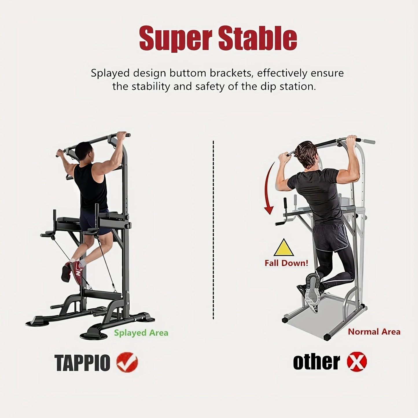 Adjustable Power Tower Pull Up & Dip Station, 10-Level Height | StriveRiseFit