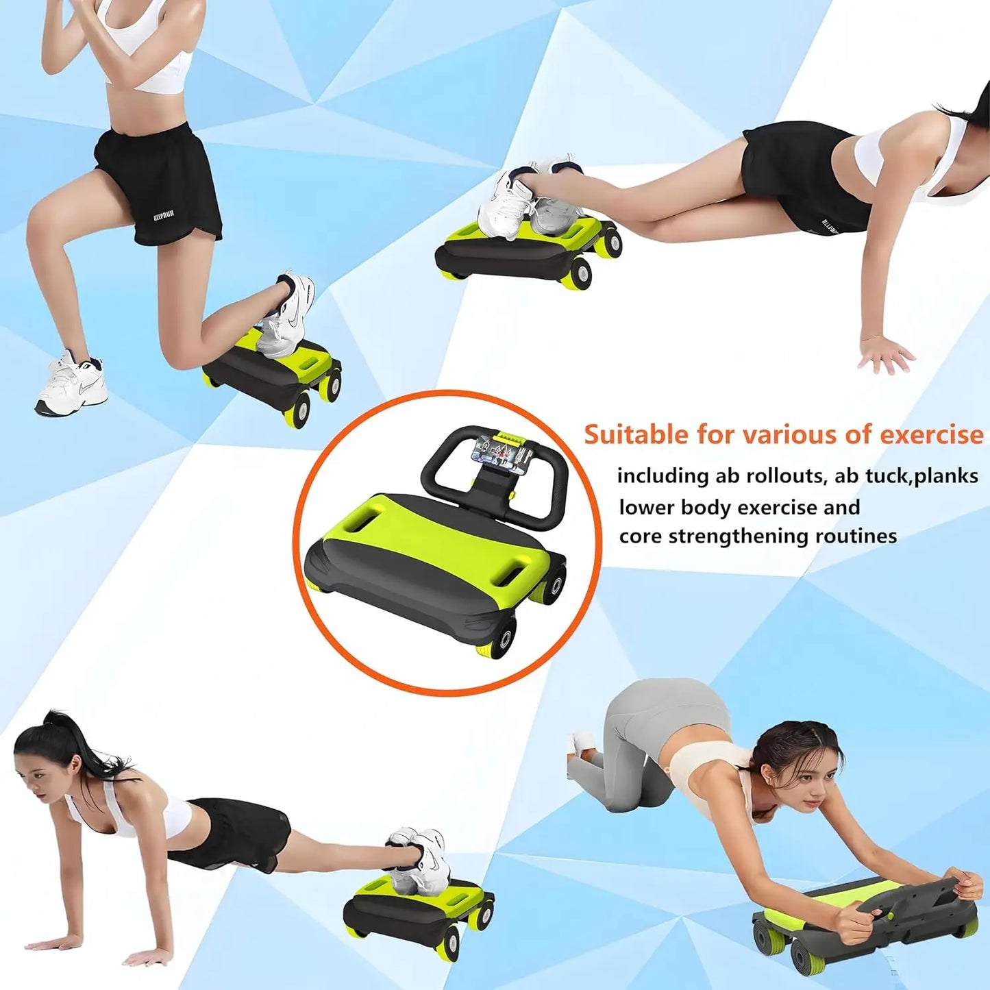 4-Wheel Ab Roller with Auto-Rebound for Core Strength Training | StriveRiseFit