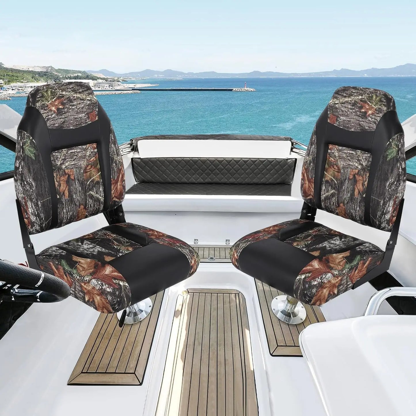 2-Pack High Back Folding Boat Seats — Marine-Grade Vinyl, HD Foam | StriveRiseFit