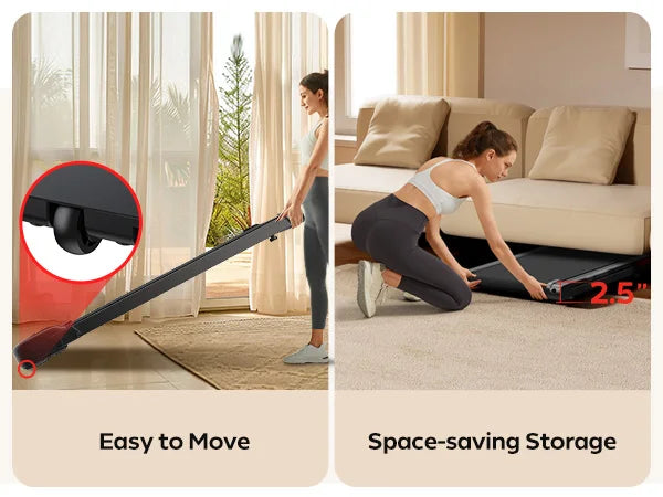 2.5 HP Incline Under-Desk Treadmill, Triple Knee Protection, with App and Remote Controls