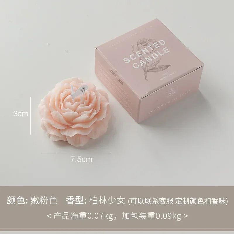 3D Peony Flower Shaped Scented Soy Wax Candle Gift 7 Scents | StriveRiseFit