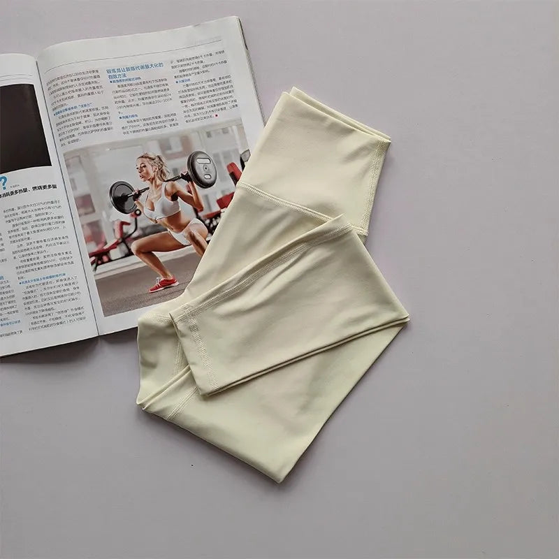 Women's High-Waist Yoga Exercise Pants Tight Fitting High Elasticity Gauntlet Line Nude Feeling Hip Lifting Gym Trousers