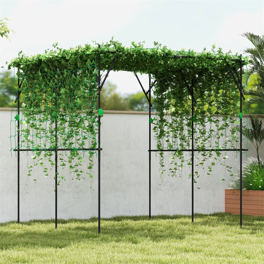 Large Tomato Cage & Climbing Plant Support | 87.8" Steel Frame, Trellis Netting, 83 Clips