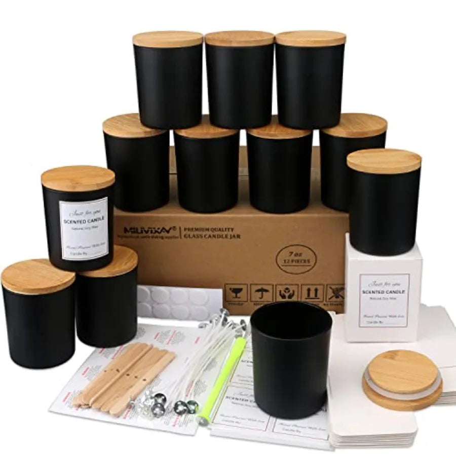 12-Pack 12 oz Glass Candle Jars with Lids, 5 Finishes | StriveRiseFit