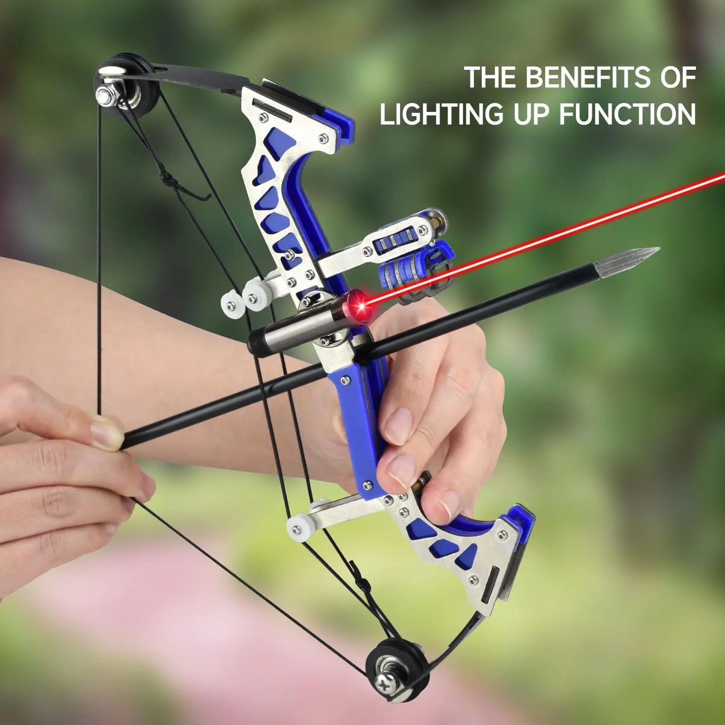 Mini Compound Bow & Arrow Set - Stainless Steel, Left/Right Hand, 5.5" or 9.8"