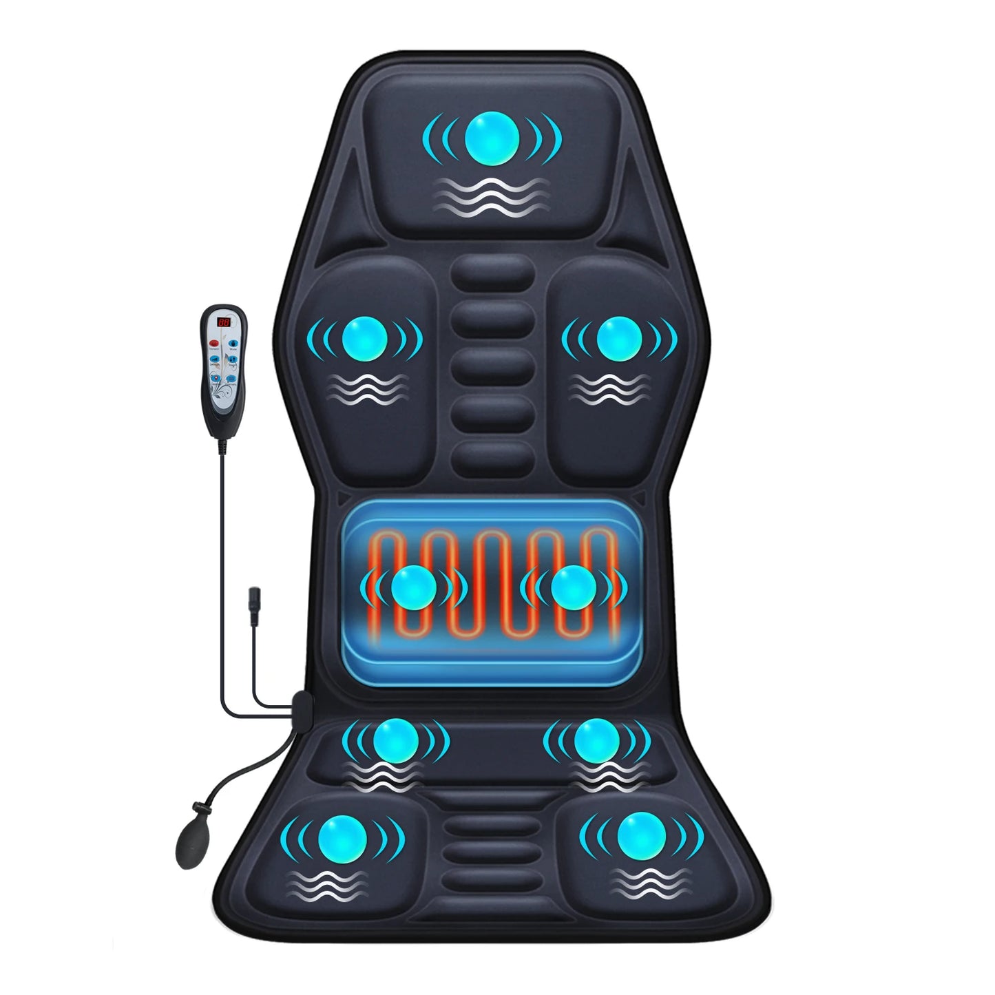 Massage Seat Cushion with Heat - 9 Vibration Modes Lumbar Support Chair Pad