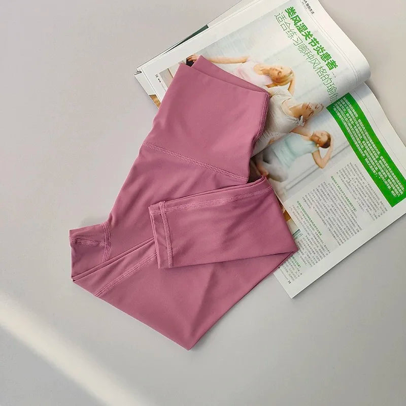 Women's High-Waist Yoga Exercise Pants Tight Fitting High Elasticity Gauntlet Line Nude Feeling Hip Lifting Gym Trousers