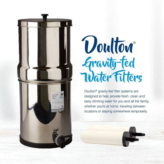 Gravity Water Filter System - Stainless Steel with 4 Super Sterasyl Candle Filters