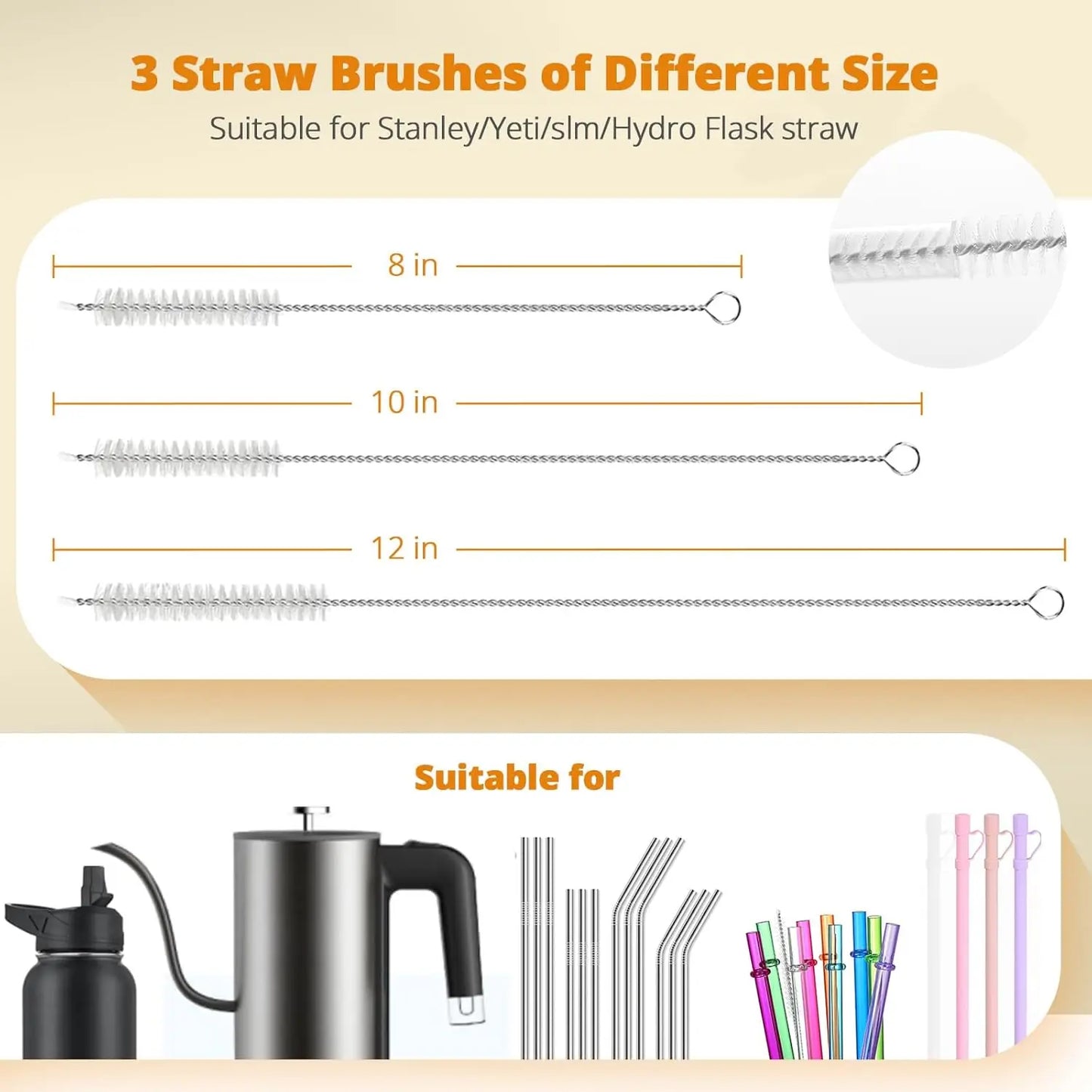 5-Pack Bottle Brush Set - 15" Long Handle Cleaning Brushes | StriveRiseFit