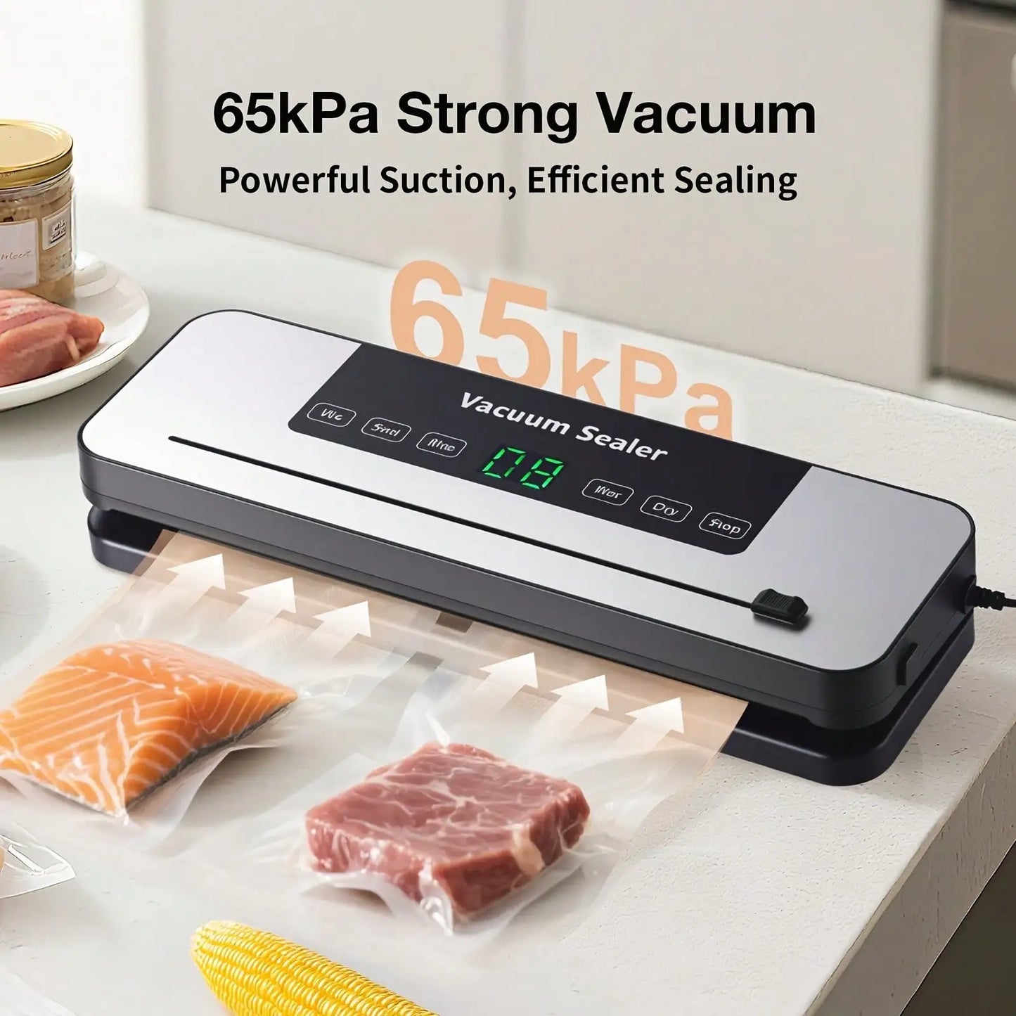 Food Vacuum Sealer Machine – Automatic Vacuum Sealer with Dry & Moist Modes for Sous Vide & Kitchen Food Storage