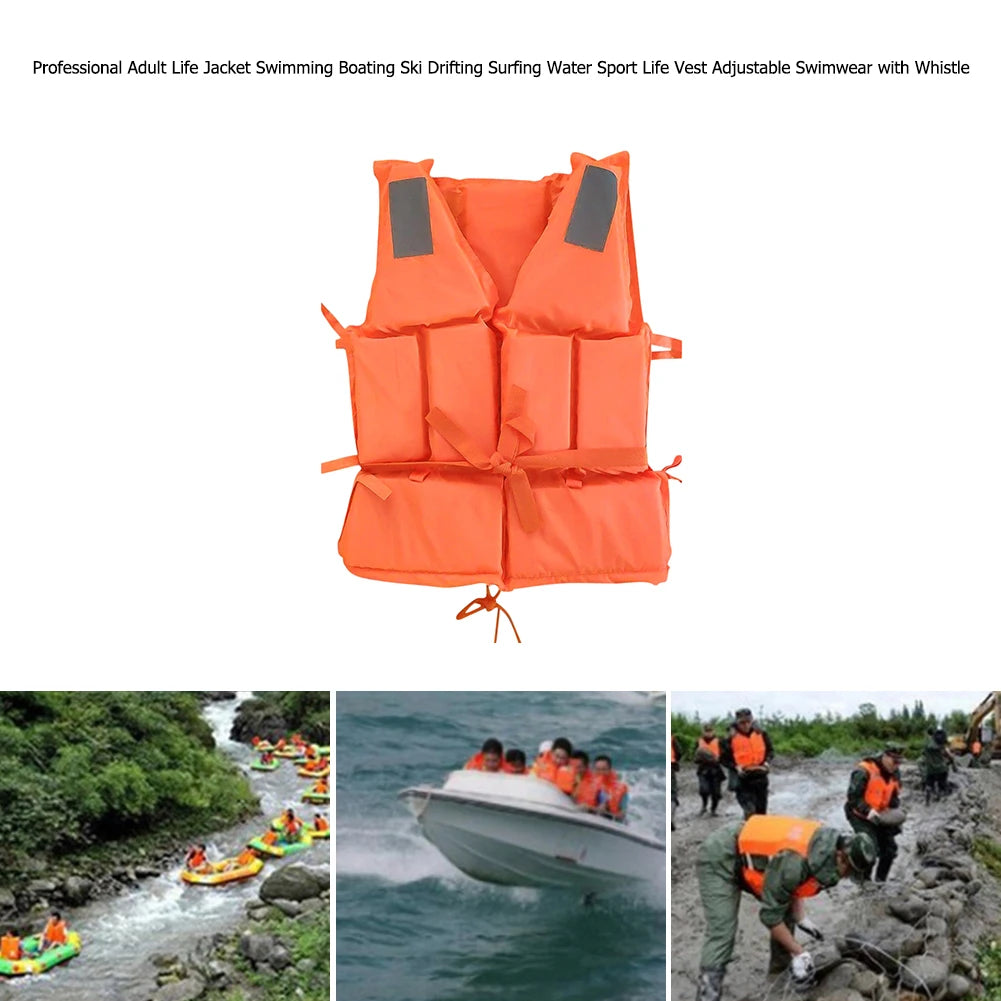 Adult Life Jacket with Whistle Boating Kayaking Drifting Safety Vest | StriveRiseFit