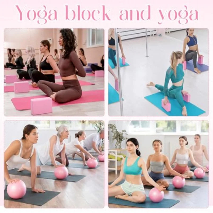18-Piece Yoga Block & Pilates Ball Set, 12 Foam Bricks & 6 Exercise Balls for Yoga | StriveRiseFit