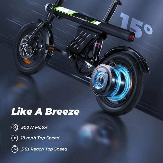 Electric Bike for Adult 500W Motor, 20 mph Folding Ebike, 14"/16"/20" Adult Electric Bicycles with Smart Uphill