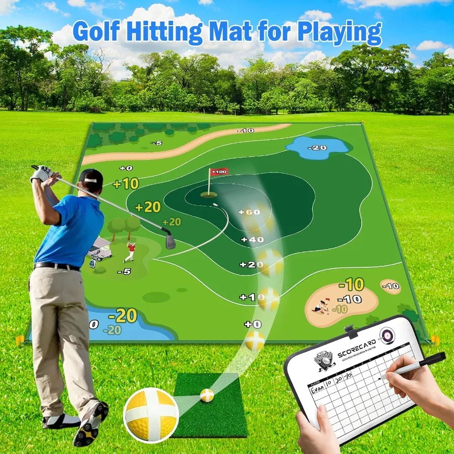 Golf Hitting Mat 70x70, Double-Sided 2-in-1, Indoor & Outdoor Practice | StriveRiseFit