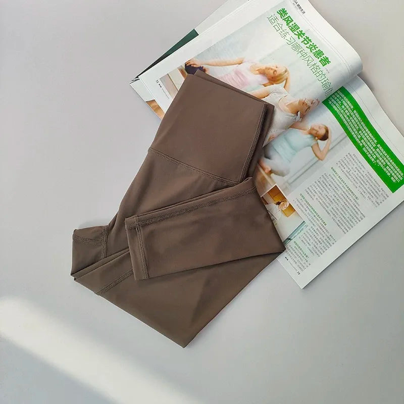 Women's High-Waist Yoga Exercise Pants Tight Fitting High Elasticity Gauntlet Line Nude Feeling Hip Lifting Gym Trousers