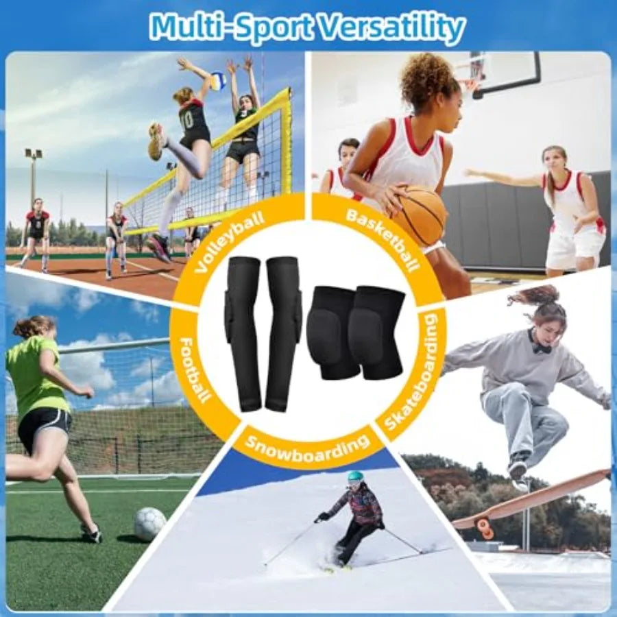 Volleyball Knee Pads & Arm Sleeves with Elbow Pads Set, Youth & Adult, XS-XL | StriveRiseFit