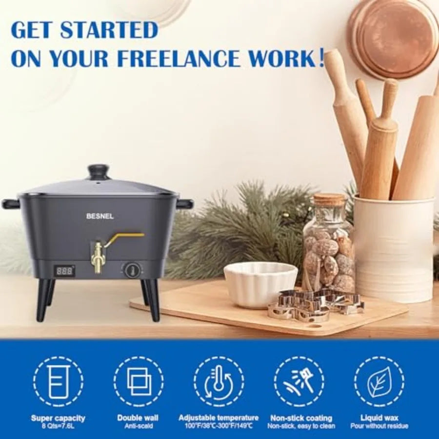 VOISEN Electric Wax Melter for Candle Making, 8 Qt Non-Stick, 3 Colors | StriveRiseFit