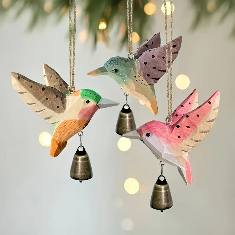 Hand-Carved Wood Bird Wind Chime Pendant — Rustic Farmhouse Decor | StriveRiseFit