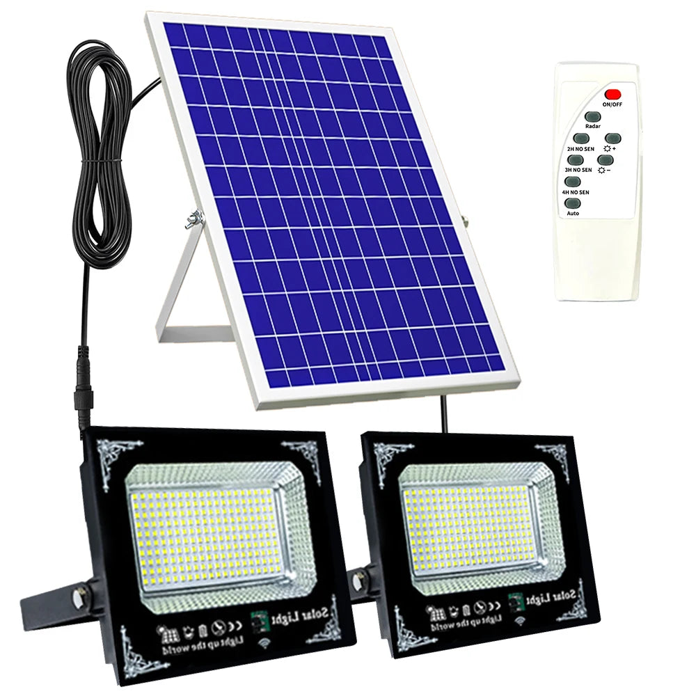 2-Head Solar Flood Light | 400 LEDs | 6000mAh | Motion Sensor | IP65 | StriveRiseFit
