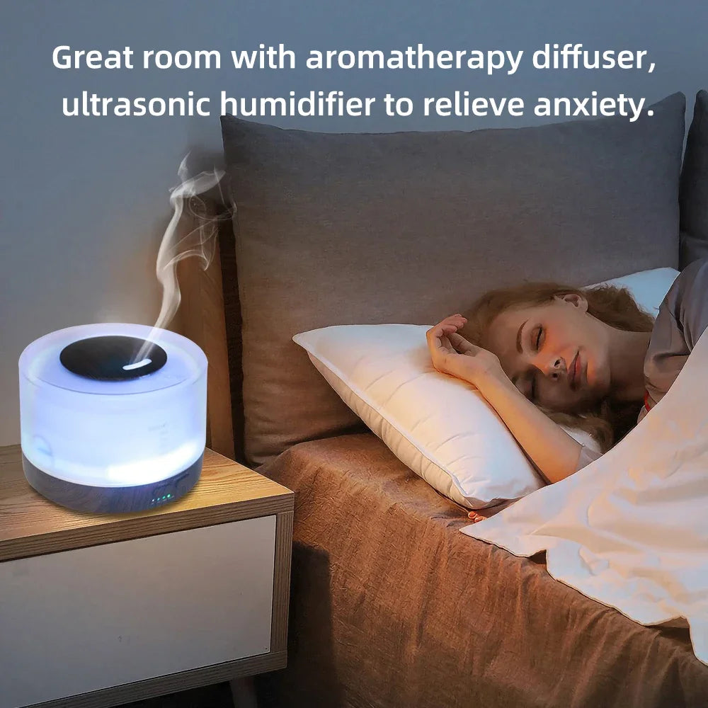 500ml Diffuser with 6 Soothing Oils, 7 Mood Lights, Auto-Off, Whisper-Quiet, Sleep & Stress Relief