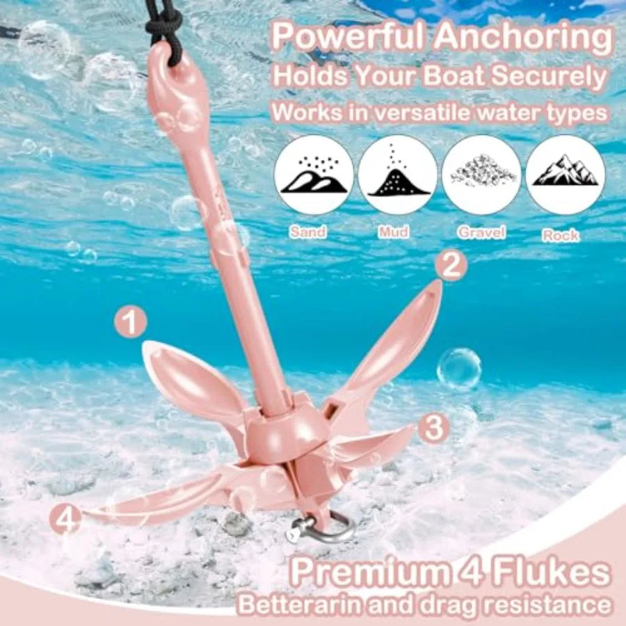 3.5lb Folding Grapnel Kayak Anchor Kit with 40ft Rope & Buoy for Small Boats SUP Kayaks | StriveRiseFit