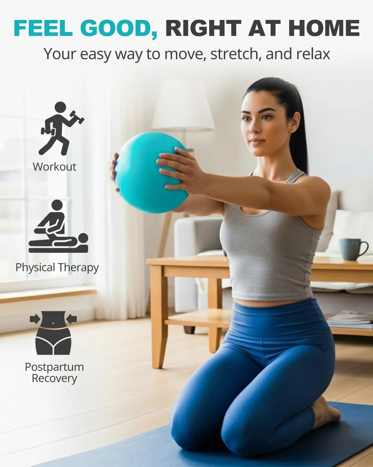 Anti-Burst Exercise Ball for Yoga, Pilates & Core Training, Quick Pump Included | StriveRiseFit