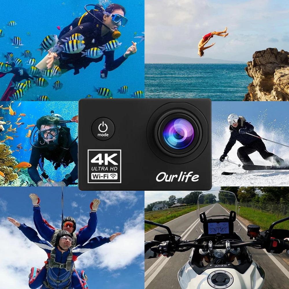 4K Action Camera Ultra HD 30FPS - Waterproof Sport Camera with WiFi