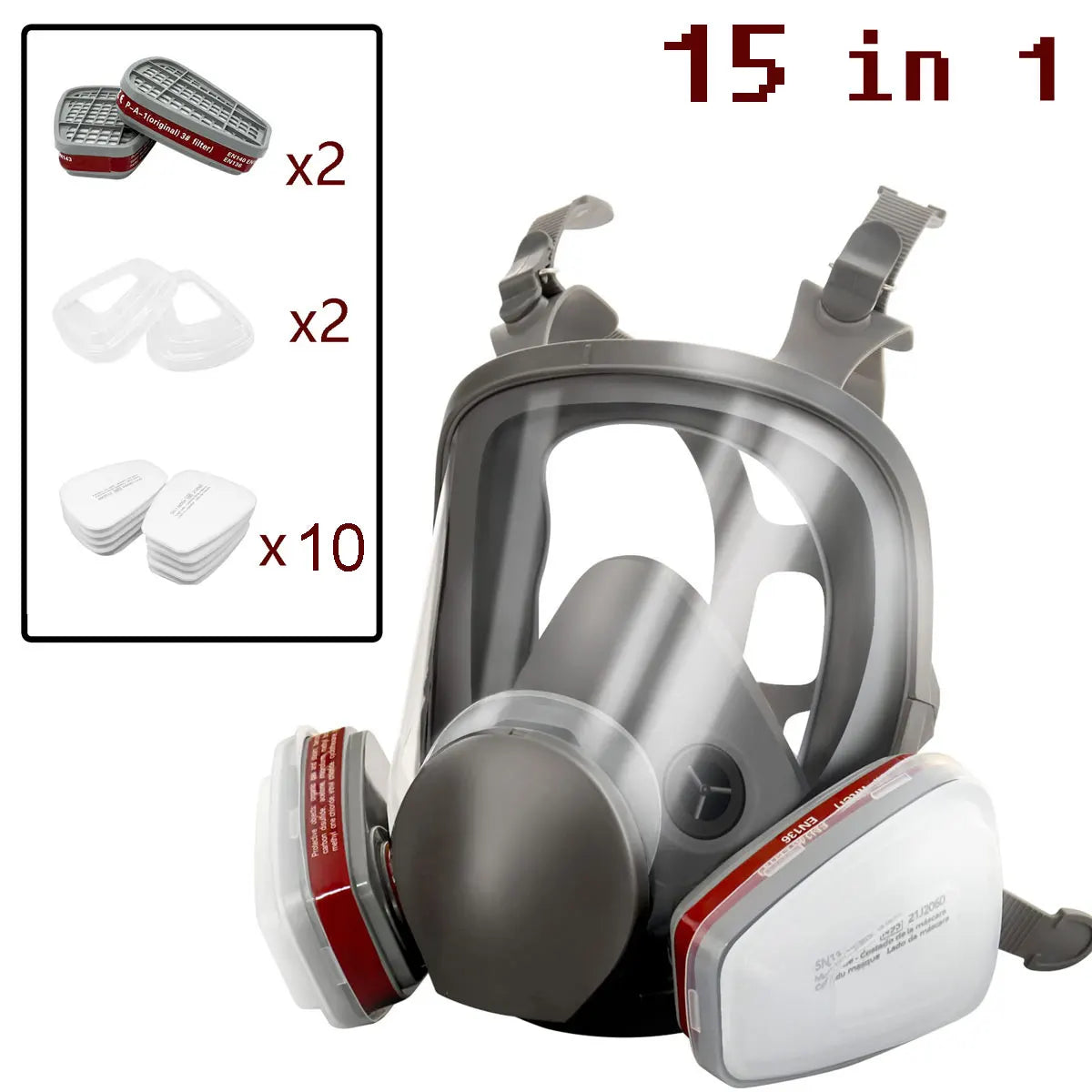 6800 Full Face Gas Mask Respirator - Reusable for Paint, Chemical, Smoke, Dust Protection