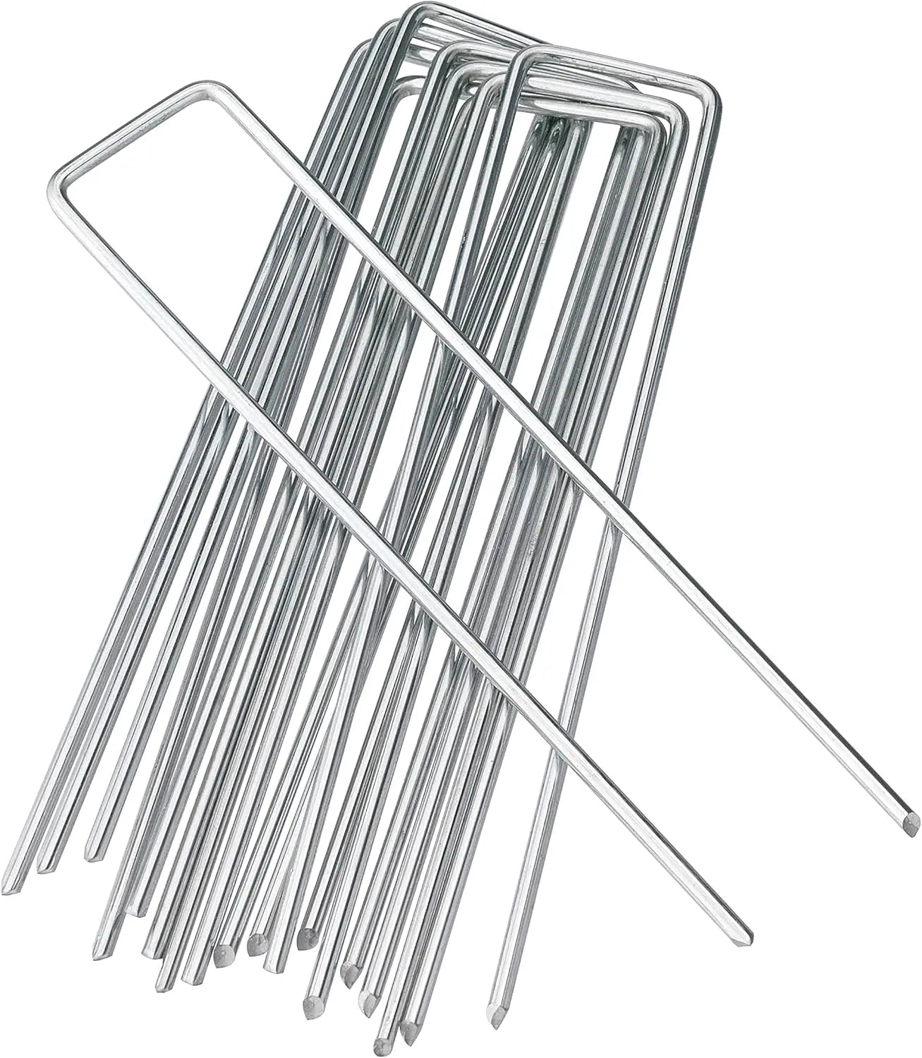 Galvanized Garden Landscape Staples | 6" Heavy-Duty U-Pins | 10-Pack | Weed Fabric, Turf & Netting