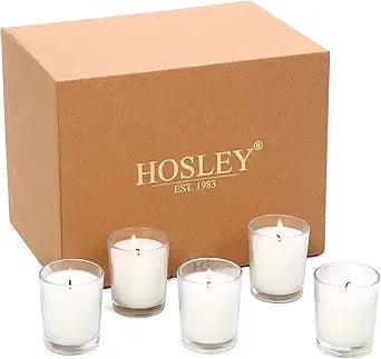 240 Pack Ivory Unscented Clear Glass Filled Votive Candles ~ Hand Poured Wax Candle Ideal Gifts for Aromatherapy Spa Weddings Christmas