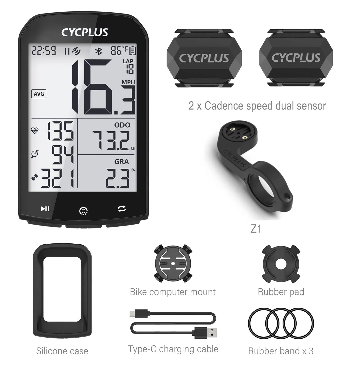 CYCPLUS M1 GPS Bike Computer Bluetooth 5.0 ANT+ Speedometer 2.9" IPX6 | StriveRiseFit