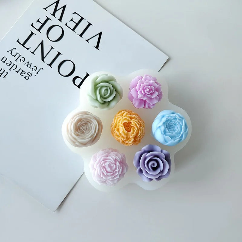 7-Piece 3D Flower Silicone Candle & Soap Mold Set | StriveRiseFit