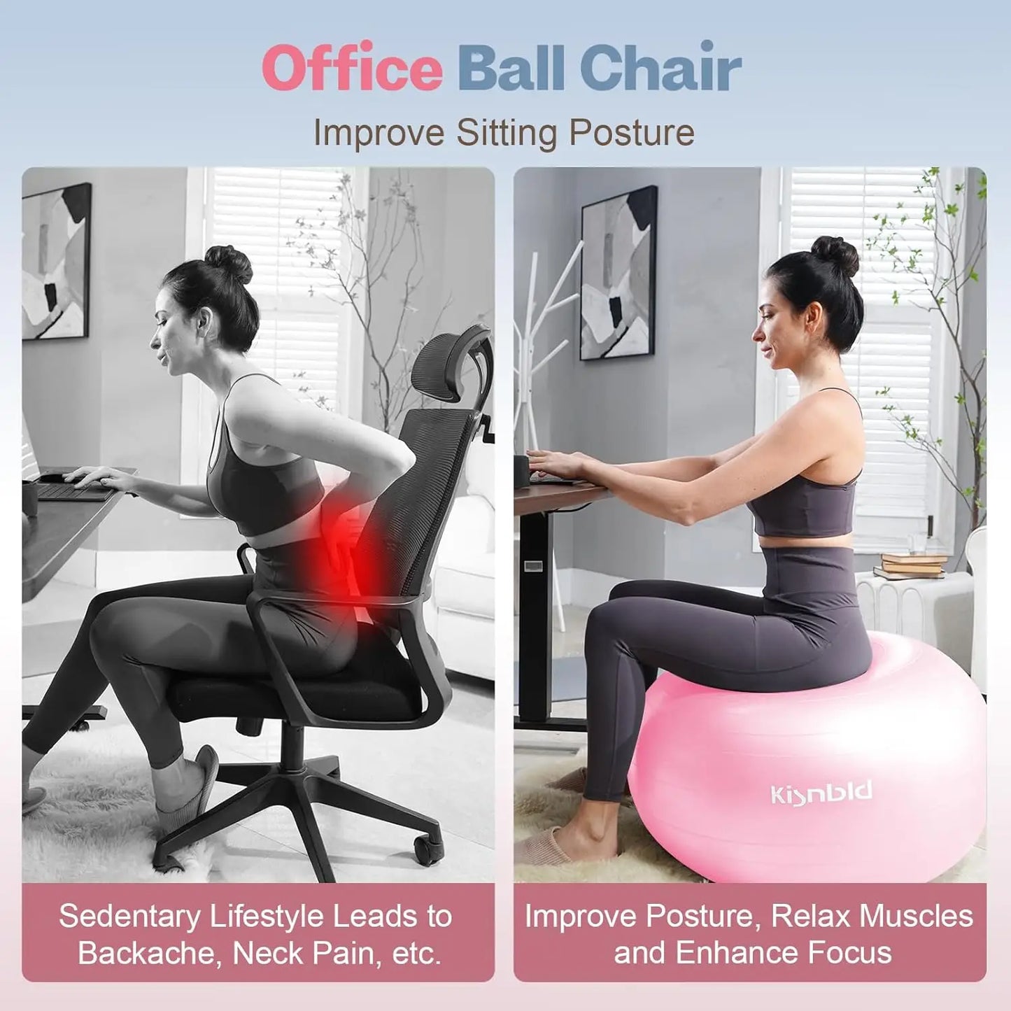 Extra Thick Exercise Ball with Foot Pump & Pilates Ball, Anti-Burst, 4 Sizes | StriveRiseFit