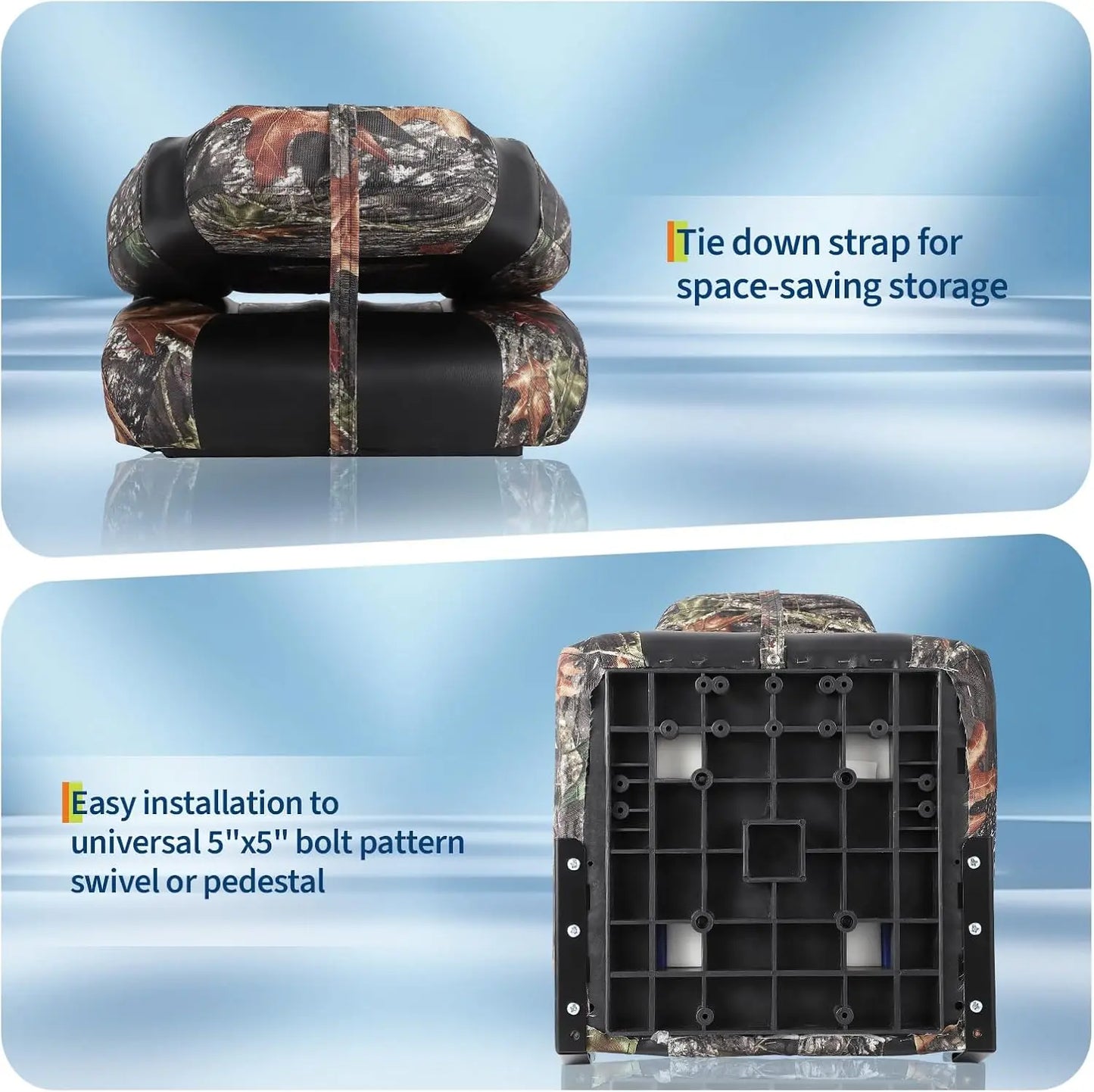 2-Pack High Back Folding Boat Seats — Marine-Grade Vinyl, HD Foam | StriveRiseFit
