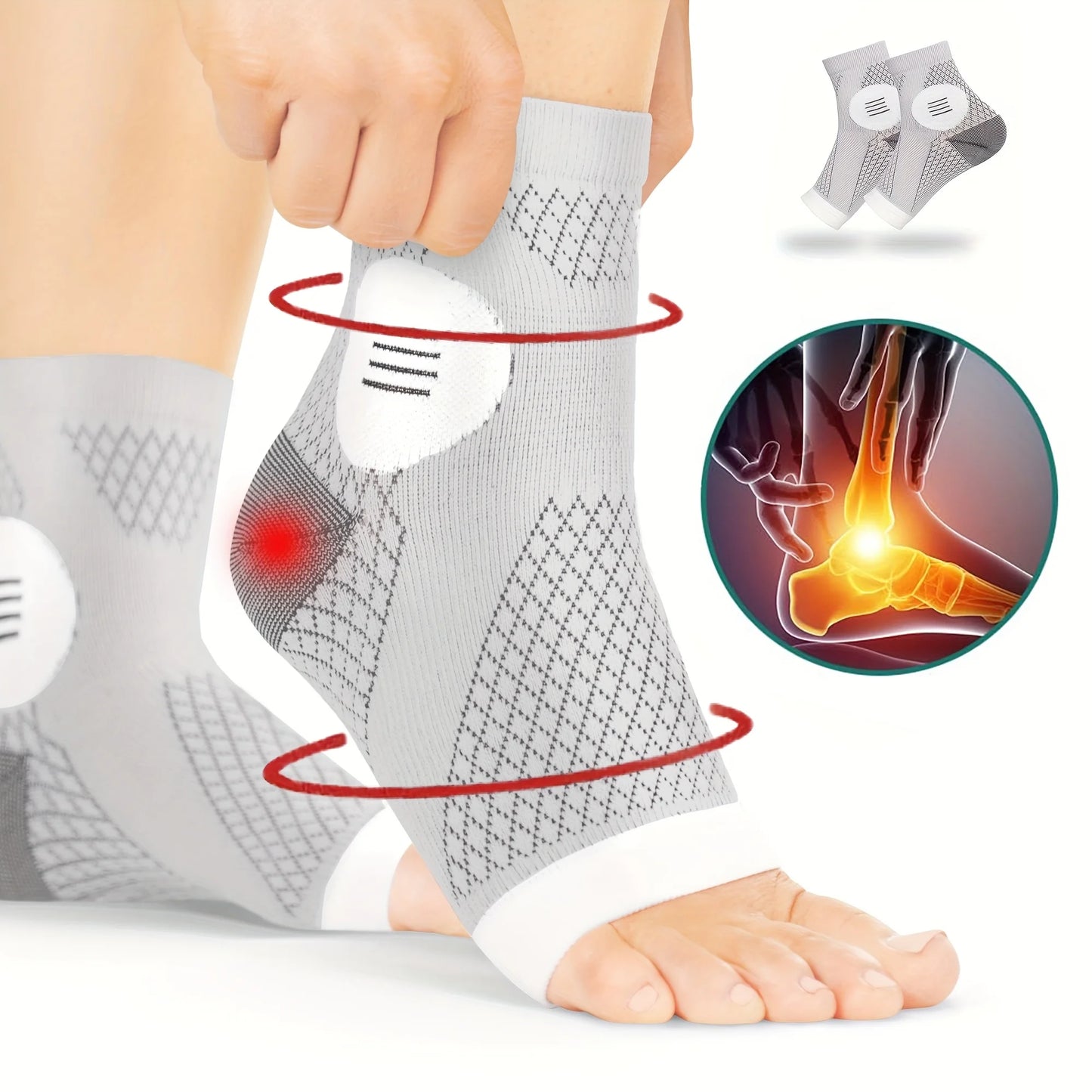 Compression Foot Sleeves with Arch Support Open-Toe Design for Neuropathy & Pain Relief | StriveRiseFit