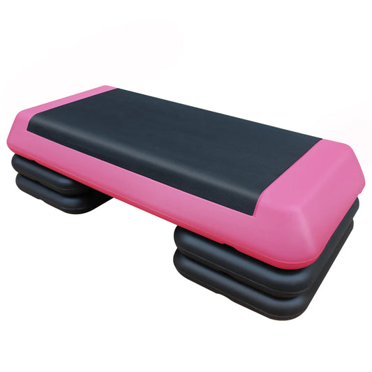 Adjustable Workout Aerobic Stepper, Fitness & Exercise Step Platform, Trainer, Pink Black with 4 Risers