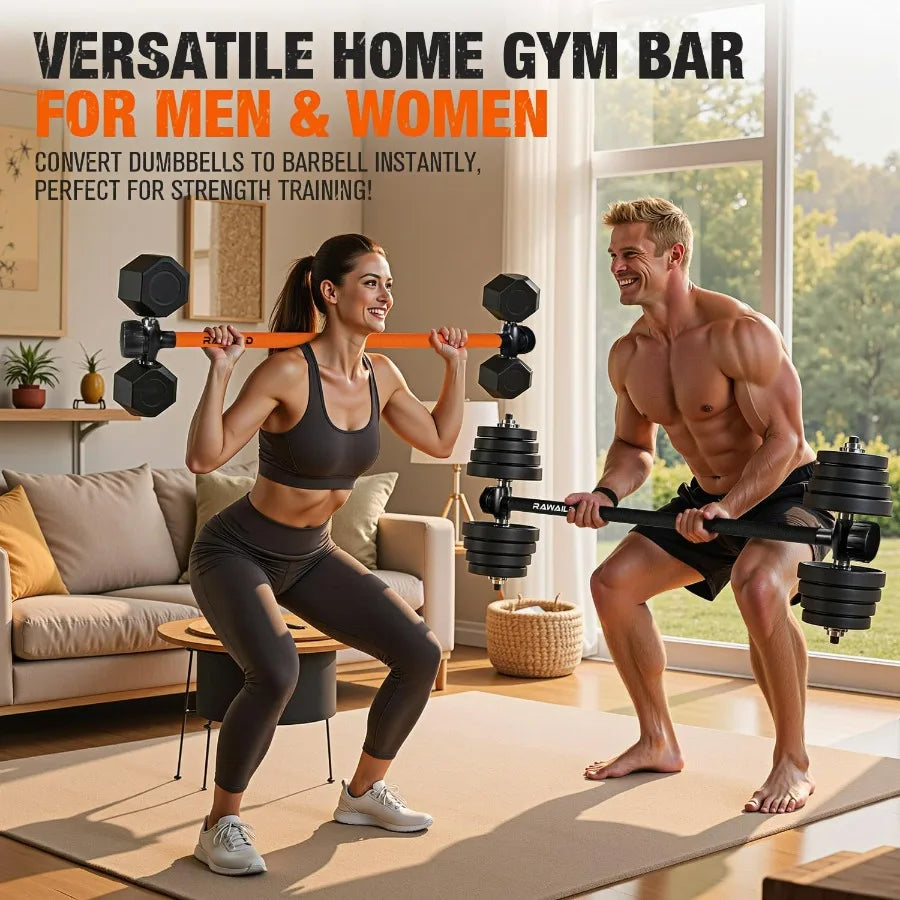 Dumbbell to Barbell Converter Bar, 300 lb Capacity for Home Gym | StriveRiseFit